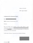 Lettre de demande d'attestation d'immatriculation